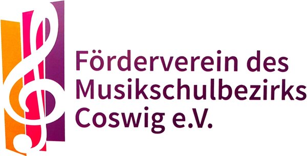 Es ist das Logo des Fördervereins Musikschulbezirk Coswig e.V. zu sehen.